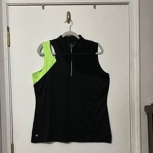 Black and Green Asymmetrical Sleeveless Tank Top